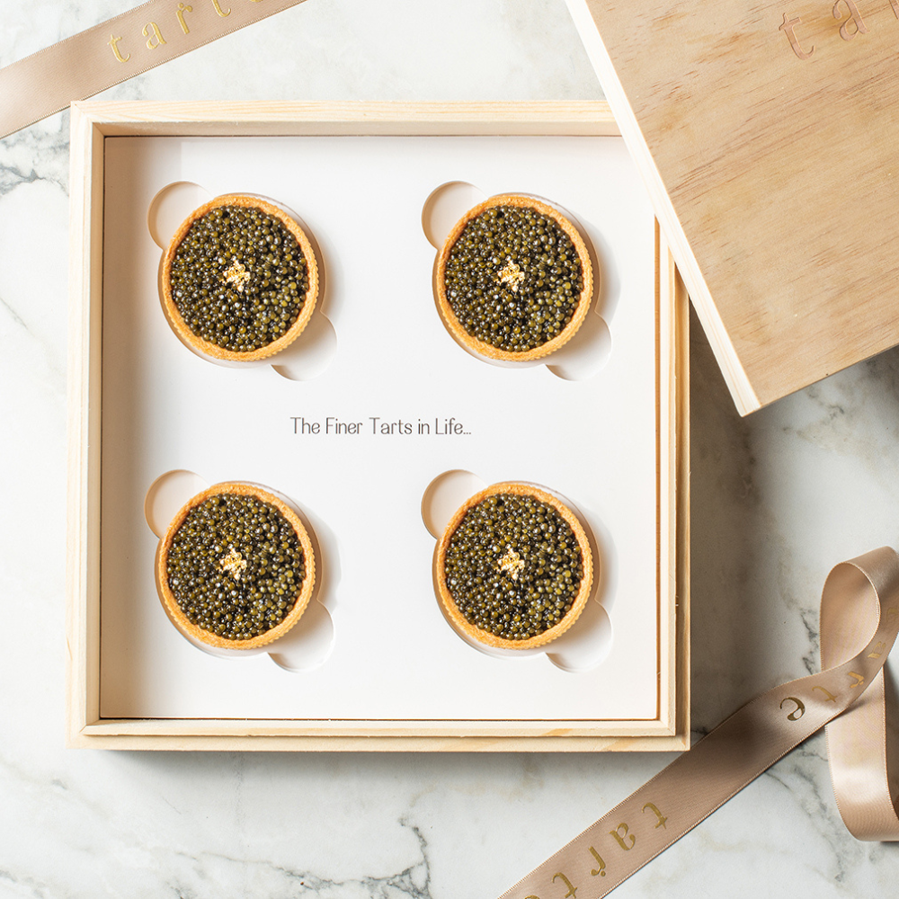 Sea urchin caviar tart