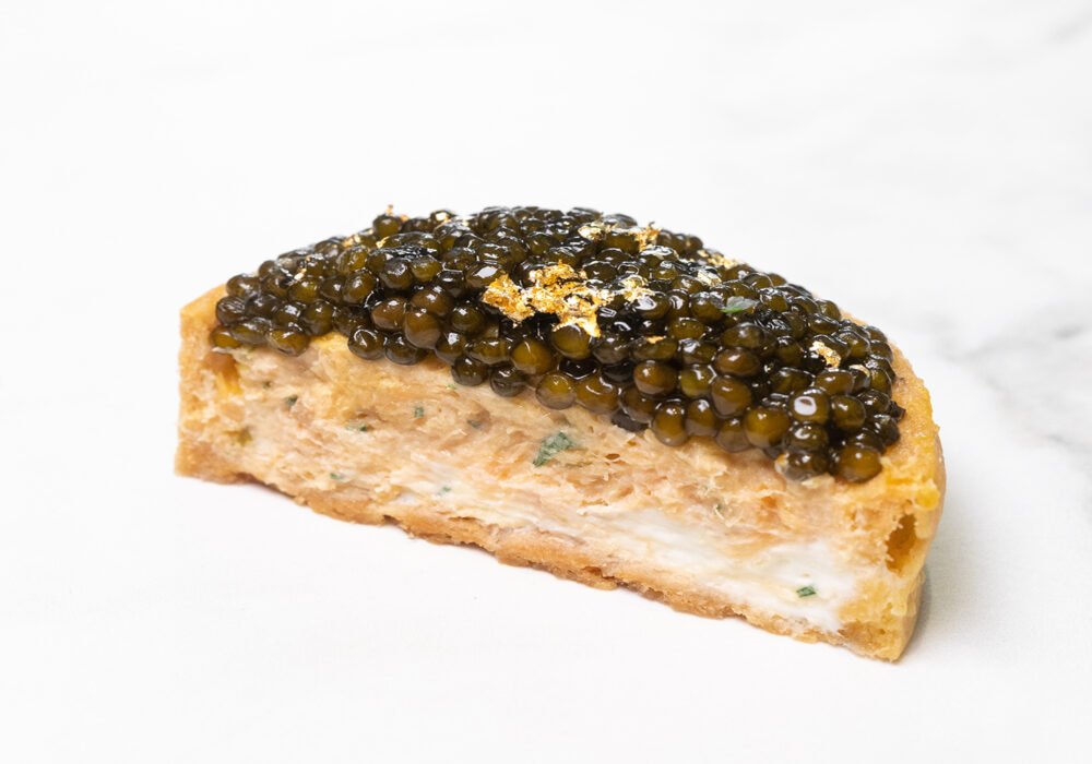 salmon rillette caviar tart